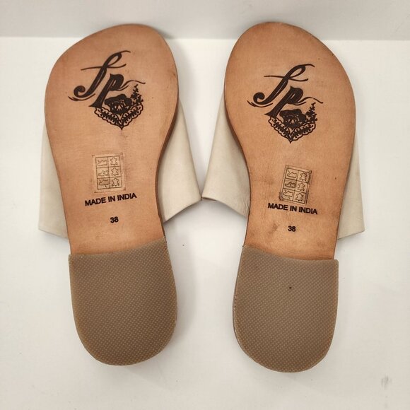 Free People Womens Sandals Size 38 Leather Beige Made In India - Picture 4 of 10